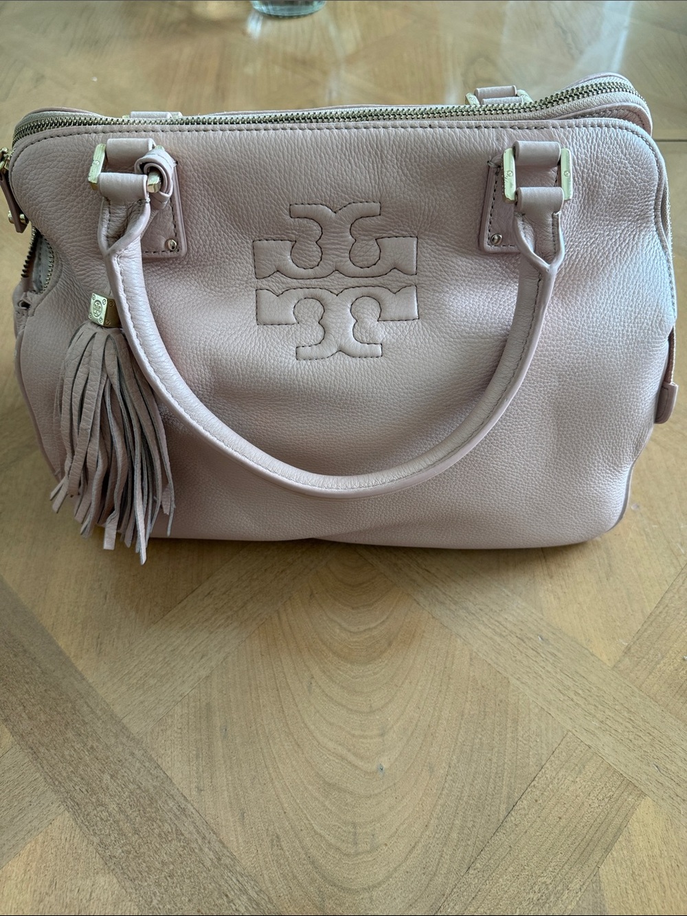 Tory Burch Blush Pink Leather Satchel with Tassel